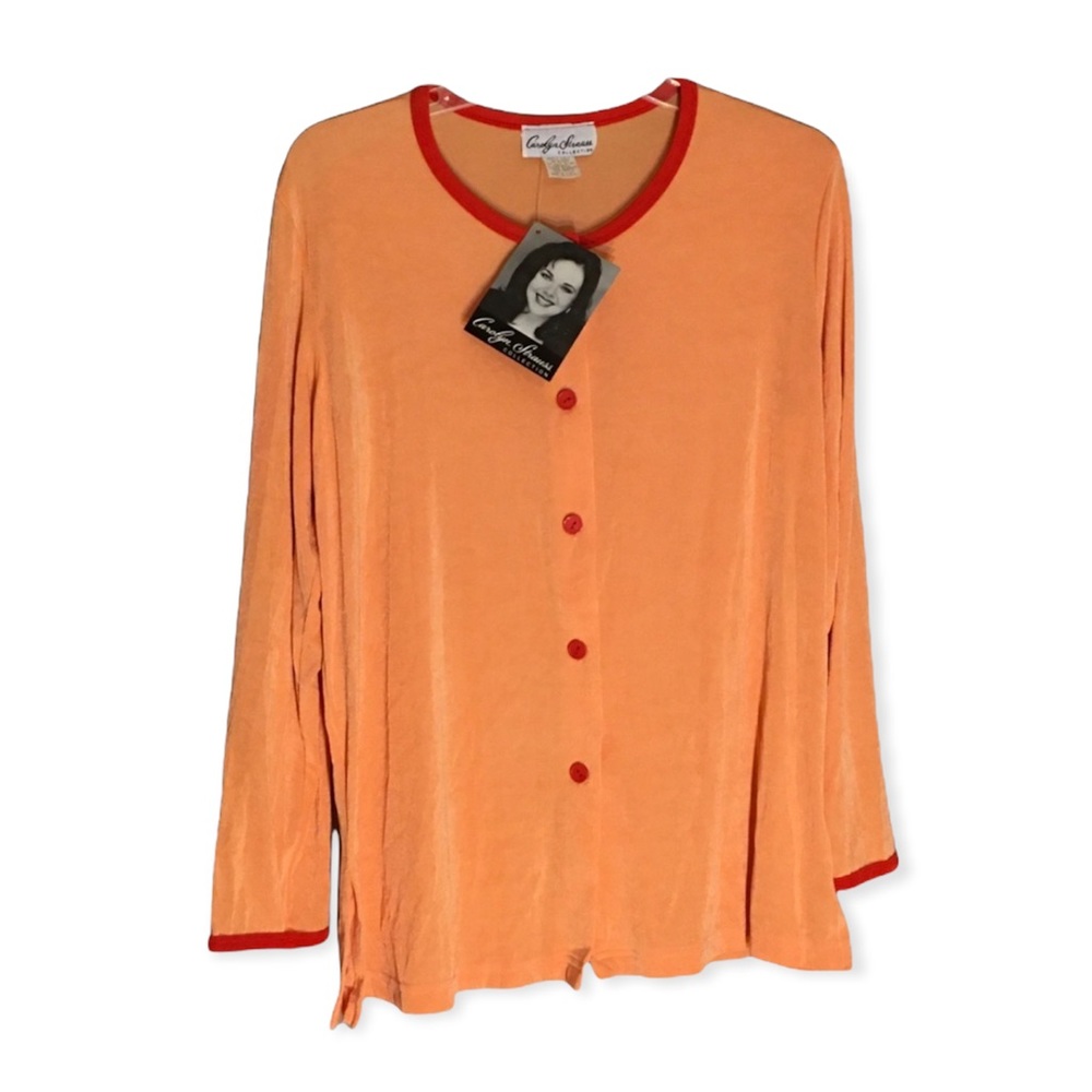 CAROLYN STRAUSS Collection Coral Cardigan Size M